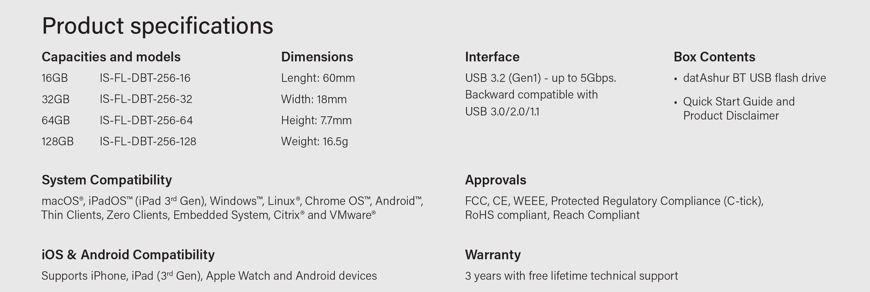 DatAshur BT product spec