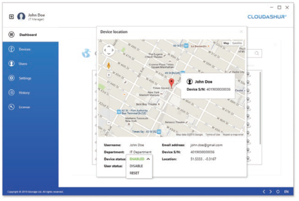 iStorage cloudAshur Remote Management Console