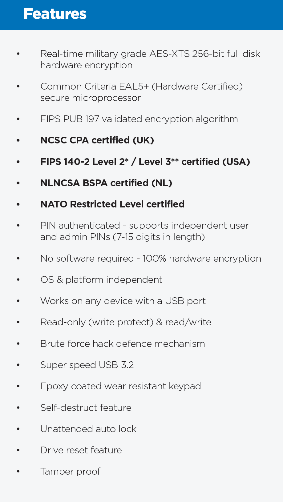 DiskAshur DT2 Features