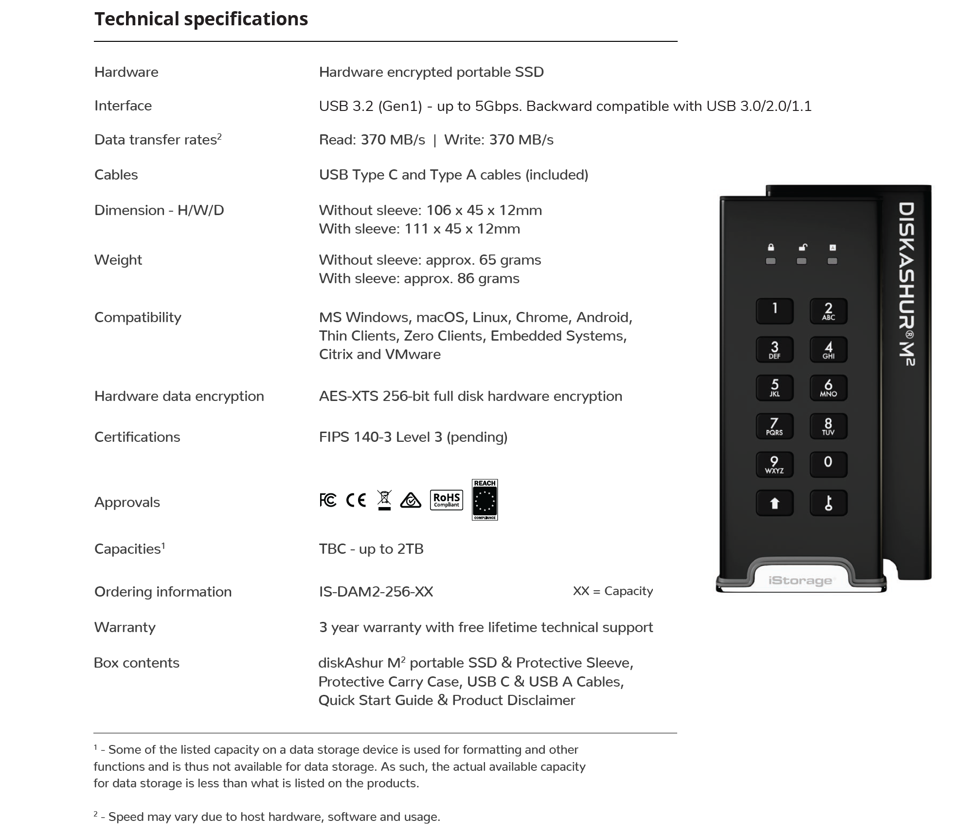 diskAshur M2 tech spec