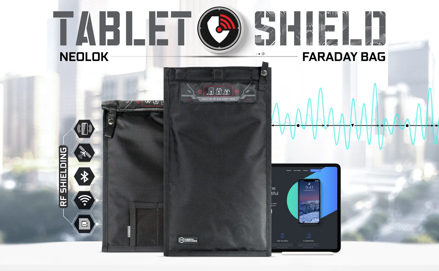 Mission Darkness™ Neolok Non-Window Faraday Bag for Tablets